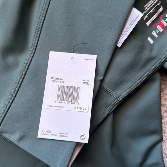 NWT Jordan Sport Tight Fit Tech Leggings XXL Midnight Green/Sky J Teal/Black - Picture 9 of 10